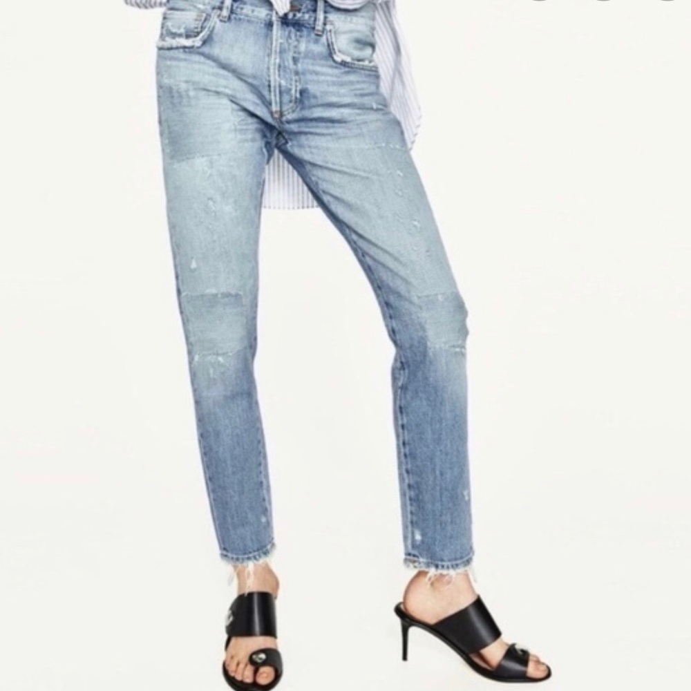Zara Slim Boyfriend Jean with Vintage Repair